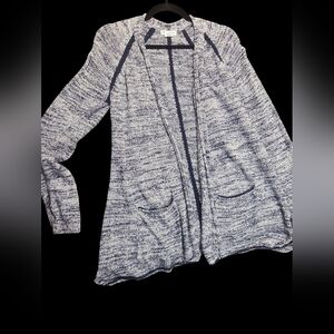 Women's Blue and White Sweater Linen Bland Size Large